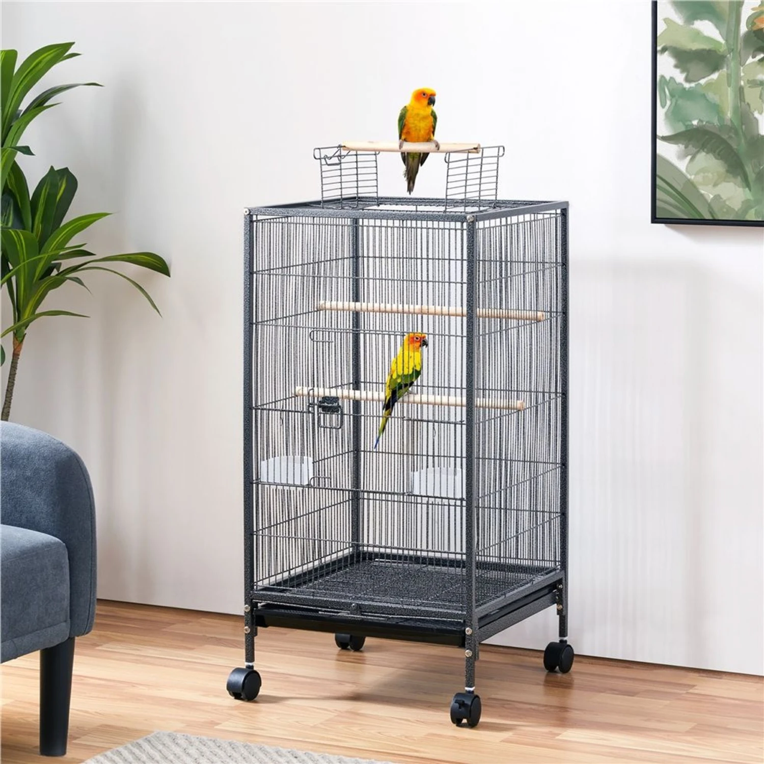 Yaheetech Iron Small Bird Cage, Black, 40-in 3 Yaheetech Iron Small Bird Cage, Black, 40-in