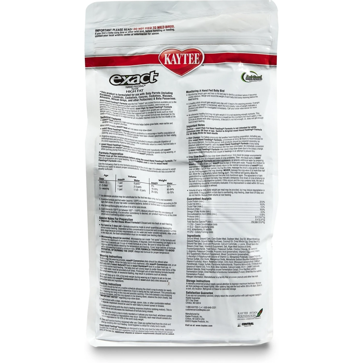 Kaytee Exact Hand Feeding High Fat Formula Baby Bird Food 4 Kaytee Exact Hand Feeding High Fat Formula Baby Bird Food - Image 2