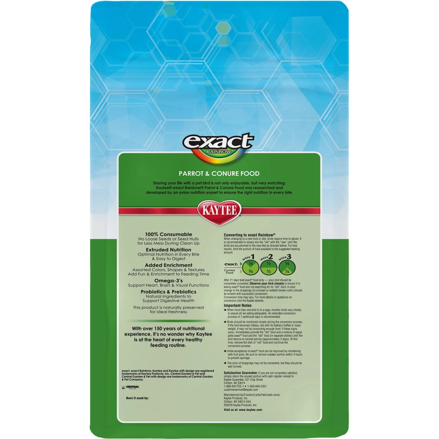 Kaytee Exact Rainbow Parrot & Conure Bird Food 5 Kaytee Exact Rainbow Parrot & Conure Bird Food - Image 3