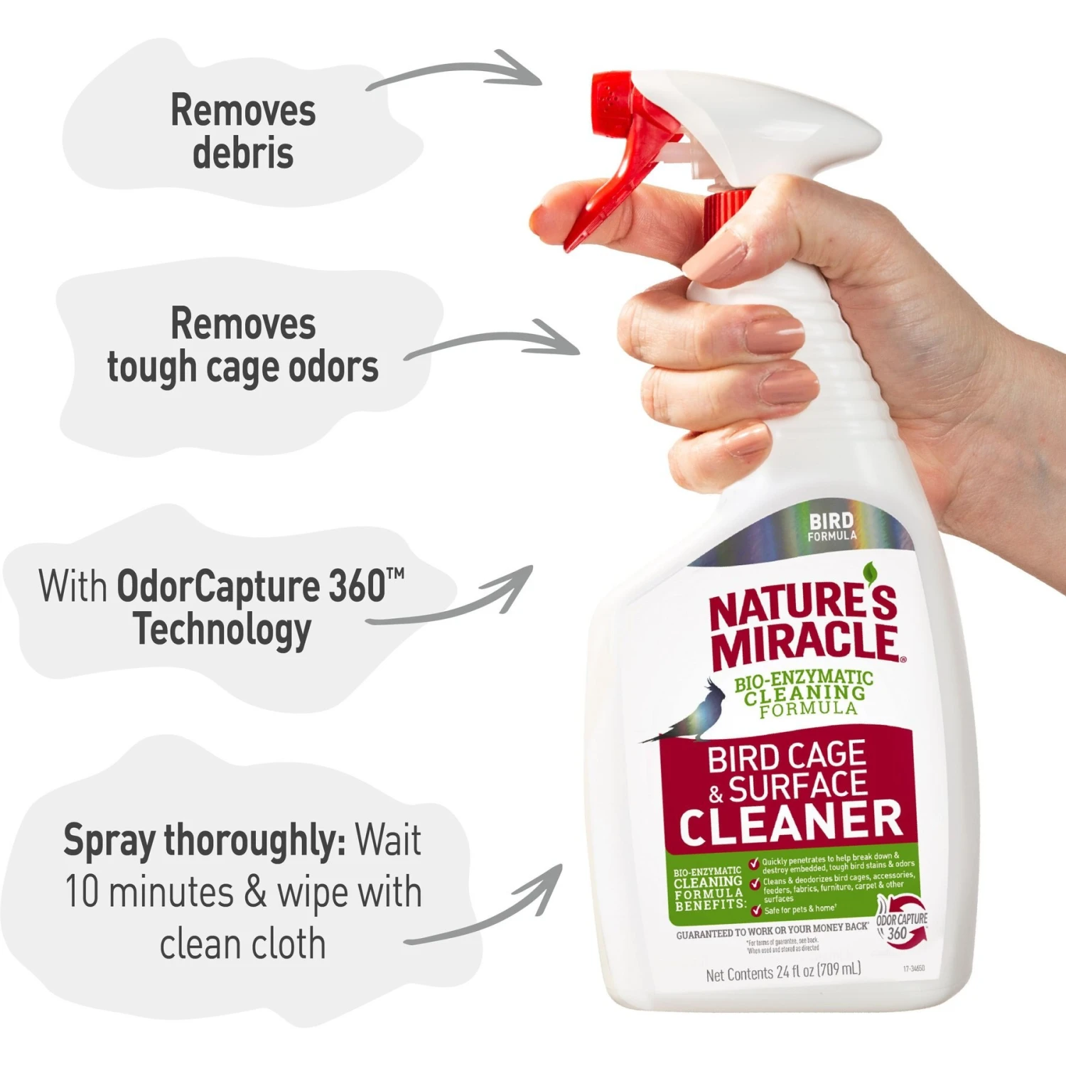 Nature's Miracle Bird Cage & Surface Cleaner Spray, 24-oz Bottle 6 Nature's Miracle Bird Cage & Surface Cleaner Spray, 24-oz Bottle - Image 4