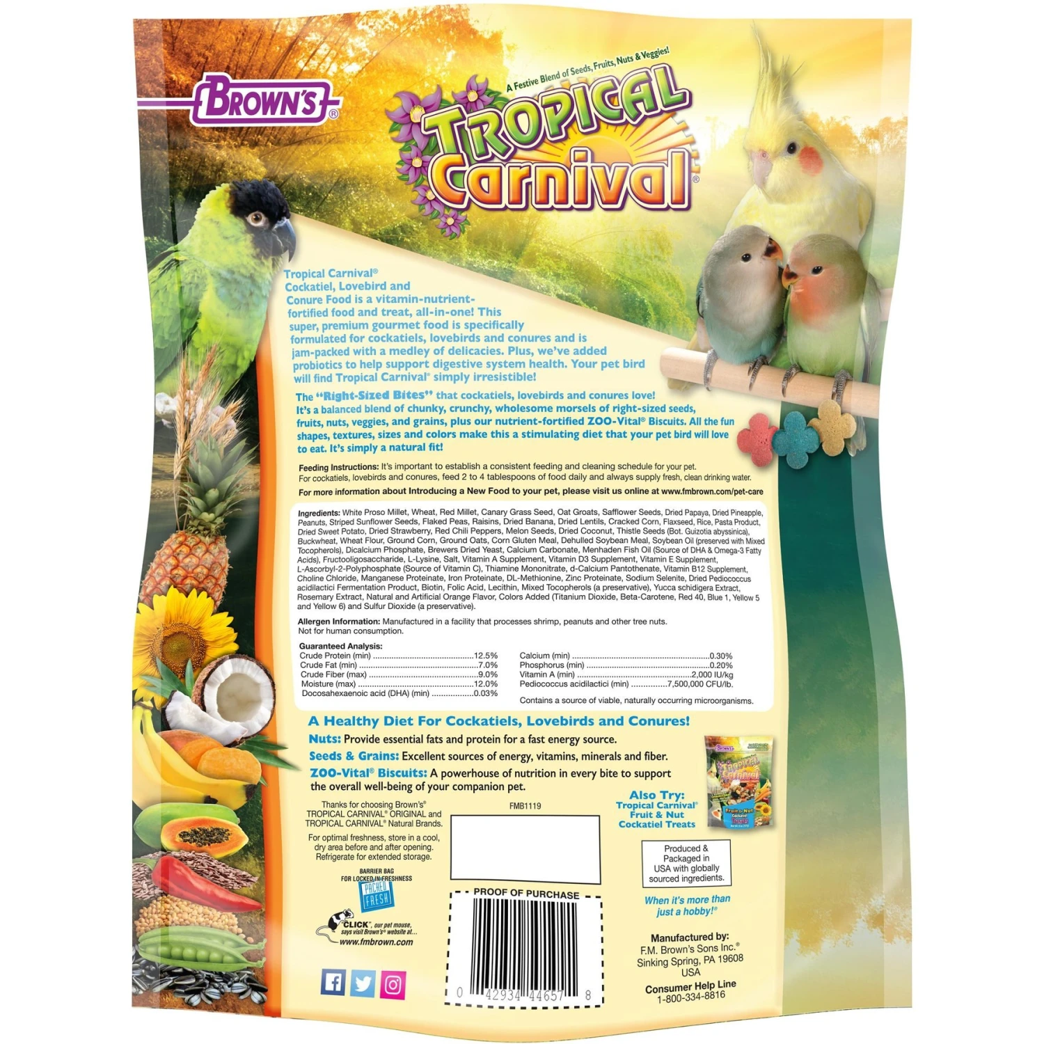 Brown's Tropical Carnival Gourmet Cockatiel Food 4 Brown's Tropical Carnival Gourmet Cockatiel Food - Image 2