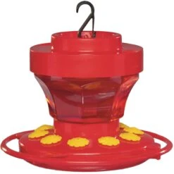 First Nature Hummingbird Flowered Bird Feeder, Red, 16-oz