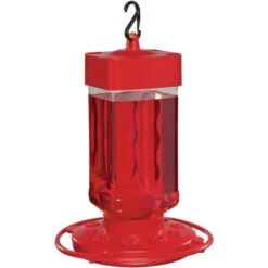 First Nature Hummingbird Bird Feeder, Red, 32-oz