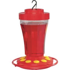 First Nature Hummingbird Flowered Bird Feeder, Red, 32-oz